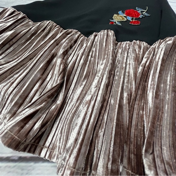 GINGER unique black floral bird embellished sleeveless midi dress, size XXS - Picture 7 of 14